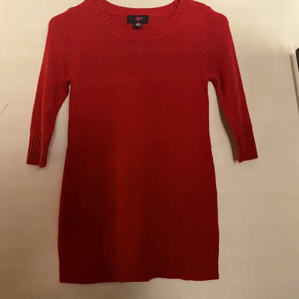 Perfect for the holidays! Red sweater with subtle sparkle!